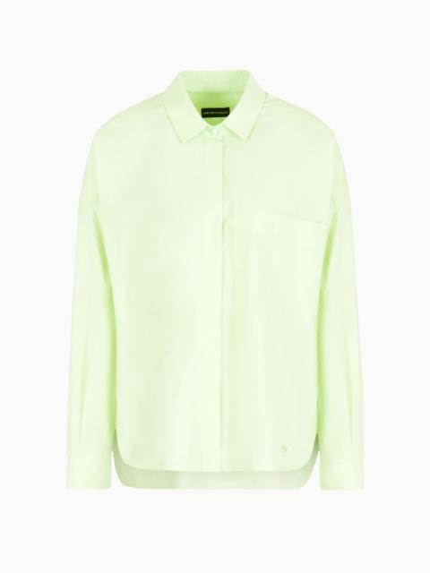 EMPORIO ARMANI Poplin shirt with asymmetric hem and patch pocket