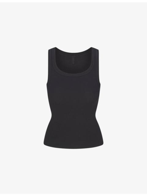 SKIMS Scoop-Neck Ribbed Stretch-Cotton Tank Top