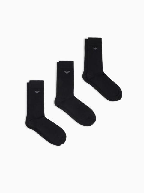 EMPORIO ARMANI THREE-PACK OF CASUAL SOCKS WITH EAGLE