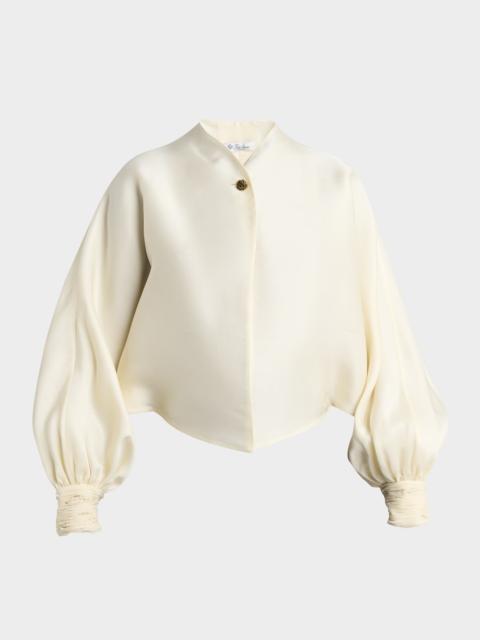 Jody Organdy Satin Embellished-Cuff Blouse