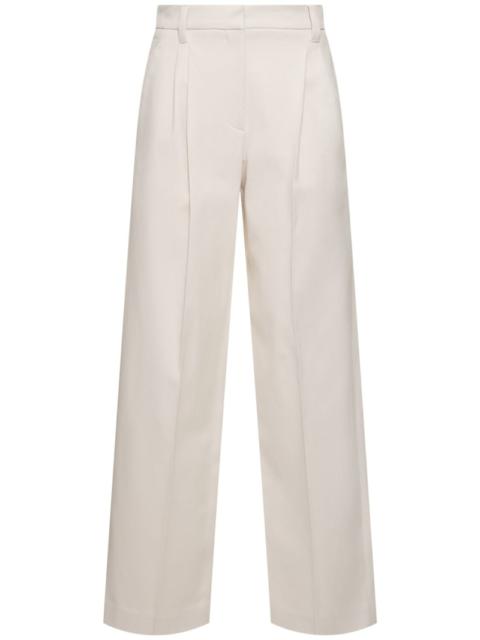 Stretch cotton straight pants