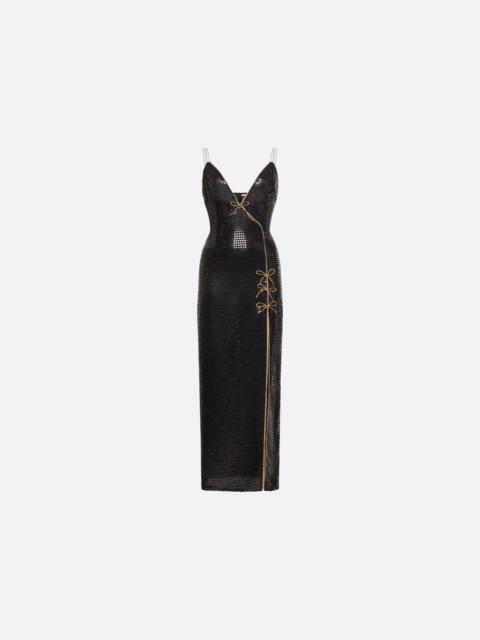 Alessandra Rich SEQUIN EMBROIDERED SLIP DRESS