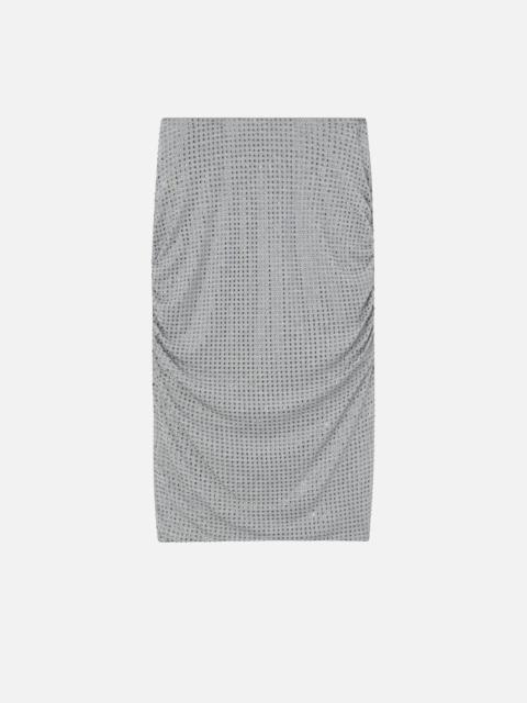 PINKO PENCIL SKIRT WITH APPLIED RHINESTONES