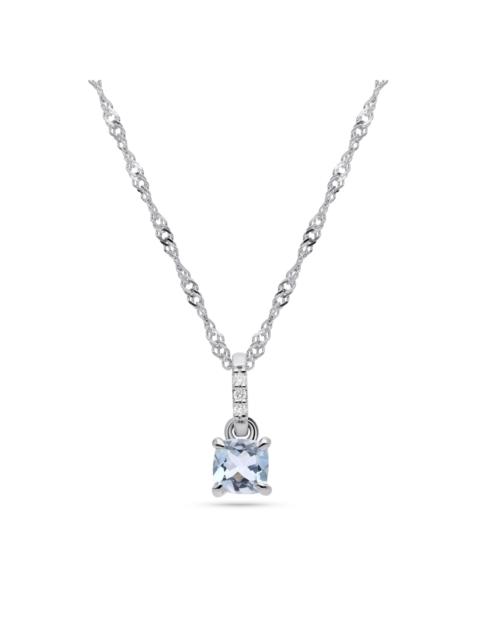 STONE AND STRAND Le Bleu Cushion Cut Aquamarine Pendant