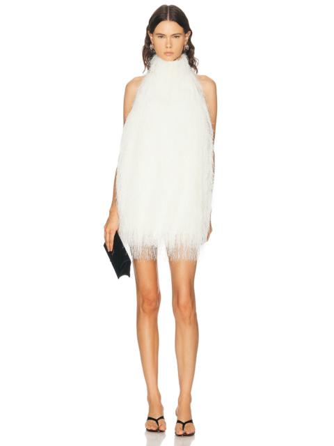 AEXAE Polyester Fringe Halter Mini Dress