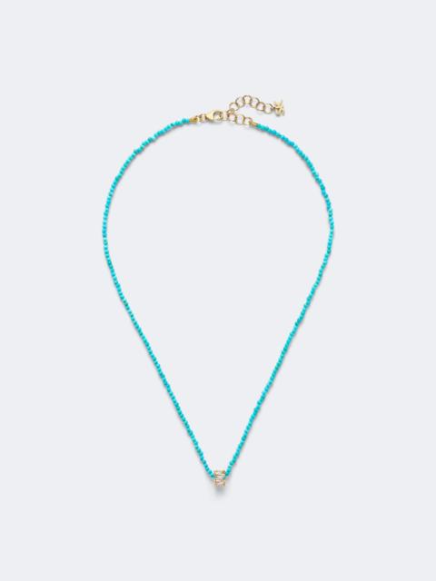 SUZANNE KALAN Infinite 18kt gold beaded necklace with turquoise and diamonds