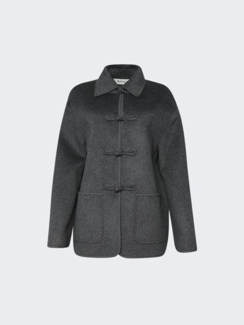 RÓHE Double-faced Wool Manderin Jacket Dark Grey Melange