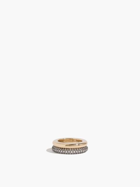 By Pariah Classic Diamond Duo Ring Stack in Silver/Gold