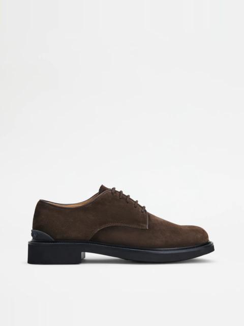 Tod's LACE-UPS IN SUEDE - BROWN