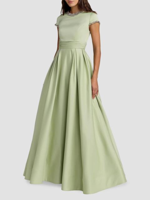 MAC DUGGAL Women's Embellished Satin Cap-Sleeve Gown - Sage