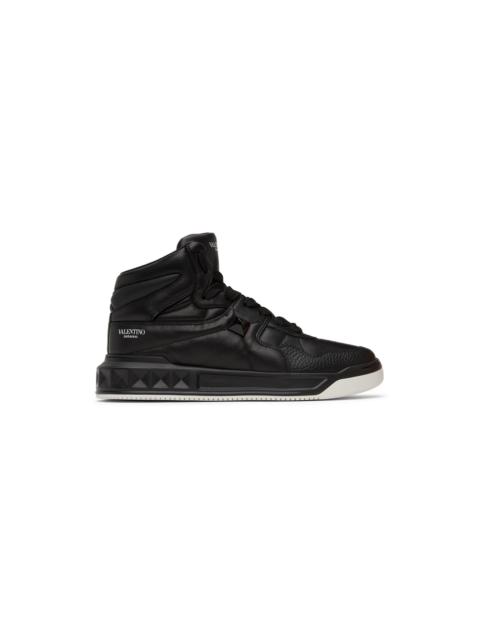 Valentino Black Monotone One Stud Mid-Top Sneakers