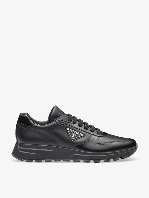 Brand-plaque leather low-top trainers