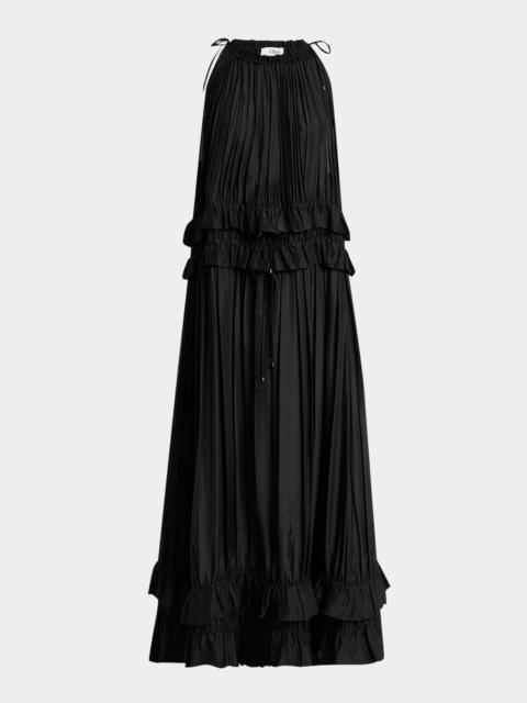 Chloé Pleated Drawstring Sleeveless Maxi Dress
