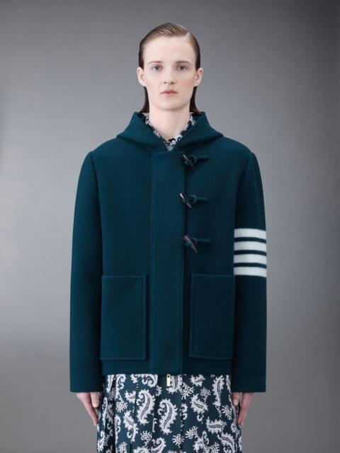 Thom Browne Boiled Wool 4-Bar Hooded Duffle Jacket