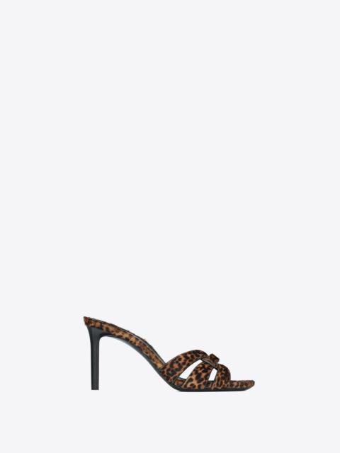 SAINT LAURENT tribute heeled mules in leopard-print pony-effect leather