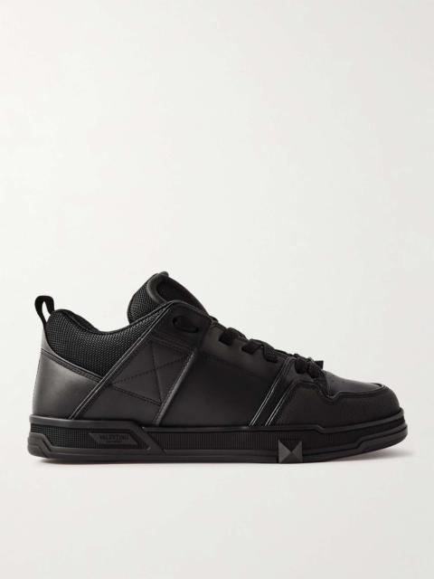 Valentino Garavani Open Skate Mesh-Trimmed Leather Sneakers