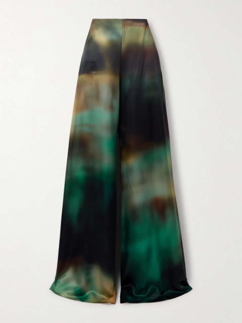 Roksanda Arneau tie-dye satin wide-leg pants Teal