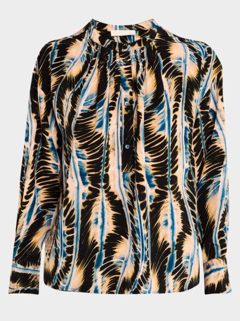 ULLA JOHNSON Nehir Printed Silk Blouse