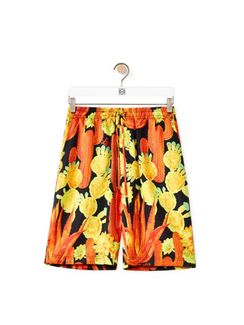 Loewe Cactus print drawstring shorts in silk