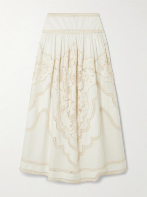 Zimmermann Daylight Broderie Anglaise Linen Maxi Skirt