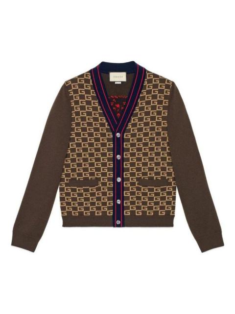 GUCCI Gucci Square G Tiger Knit Cardigan 'Brown' 522543-X9U22-2097