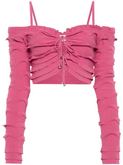Blumarine ruffled cropped cardigan