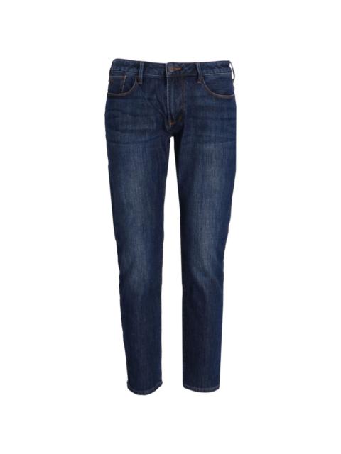 washed slim-cut jeans