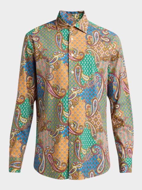 Etro Men's Bandana Multi-Pattern Shirt