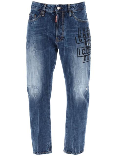 "DARK WASH ICON STAMPS BRO JEANS IN