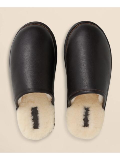 Brooks Brothers Leather Shearling Slippers