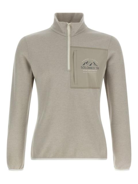 half-zip logo-print top