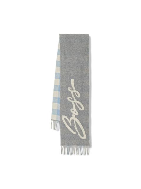 BOSS logo-embroidery fringed scarf