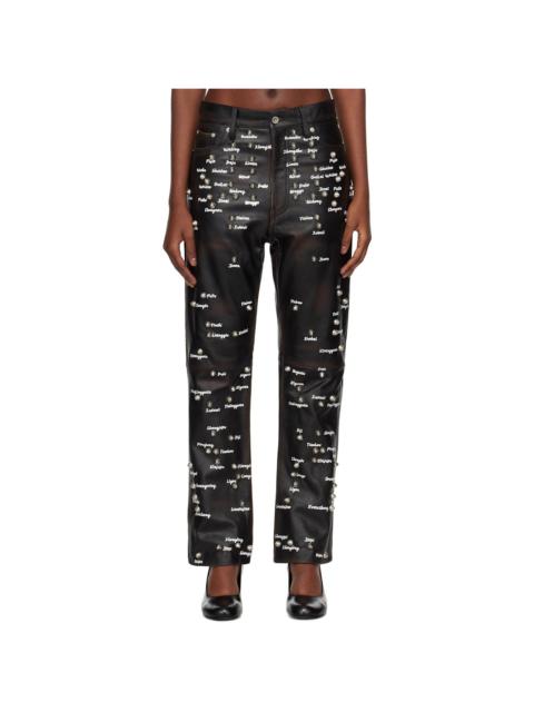 doublet Black Pressure Points Studs Leather Pants