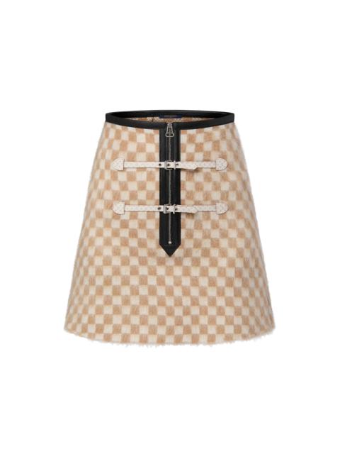 Louis Vuitton Leather Accent Damier Knit Skirt