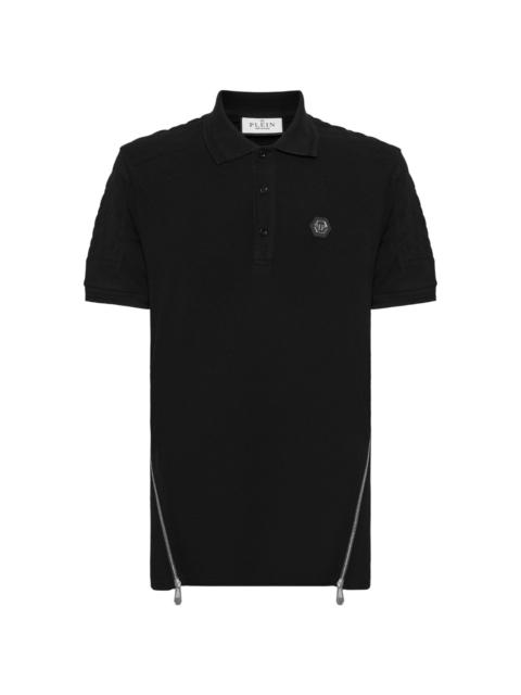 zip-detail cotton polo shirt