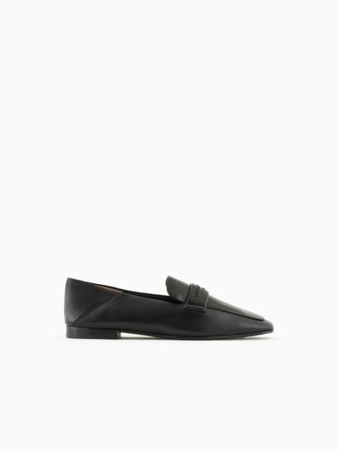 EMPORIO ARMANI Nappa leather loafers with embossed logo