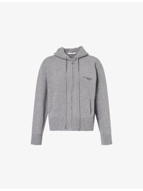 Givenchy Logo-Embroidered Zip-Up Wool and Cashmere-Blend Cardigan