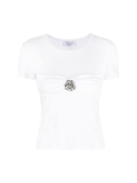 Blumarine rose-brooch cotton T-shirt