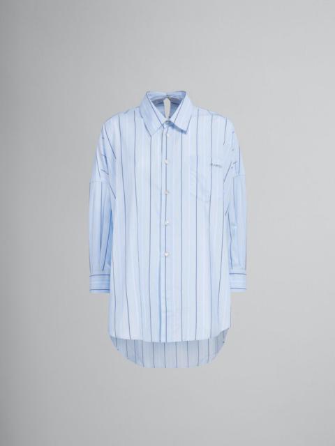 LIGHT GREEN STRIPED ORGANIC COTTON SHIRT WITH LOW BACK