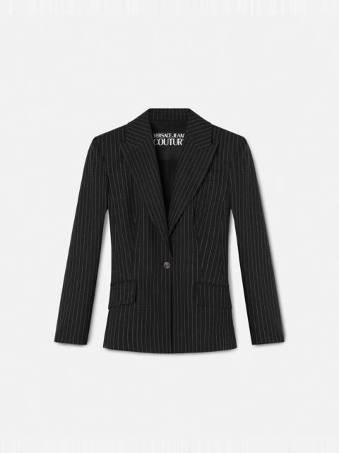 VERSACE JEANS COUTURE Pinstripe Baroque Buckle Blazer