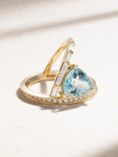 MATEO 14-karat gold, topaz and diamond ring Gold