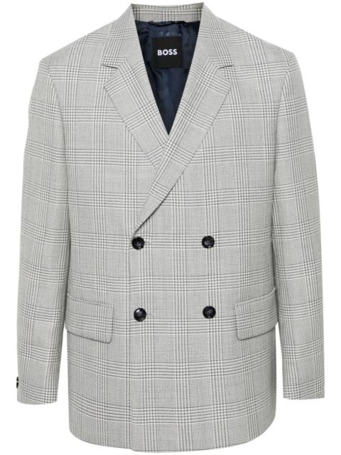 BOSS tartan-check blazer