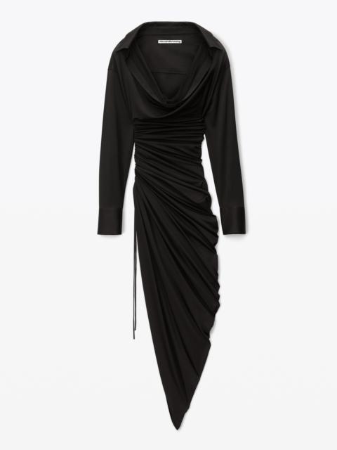 Alexander Wang ASYMMETRICAL DRAPE DRESS IN SHEER JERSEY