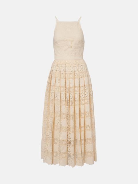 ELIE SAAB Silk and cotton-blend guipure lace midi dress