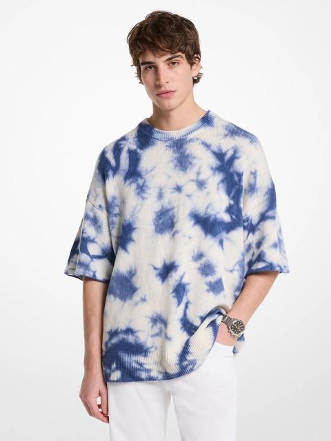 MICHAEL KORS Tie Dye Wool and Cashmere Short-Sleeve Sweater