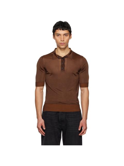 Maison Margiela Orange Dandy Check Wool Knit Polo