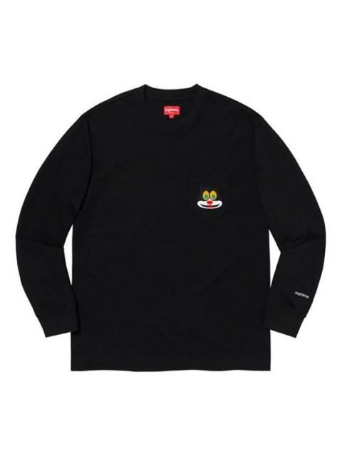 Supreme Supreme FW19 Week 4 Cat L/S Pocket Tee Chest Kitten Long Sleeves Unisex Black SUP-FW19-478