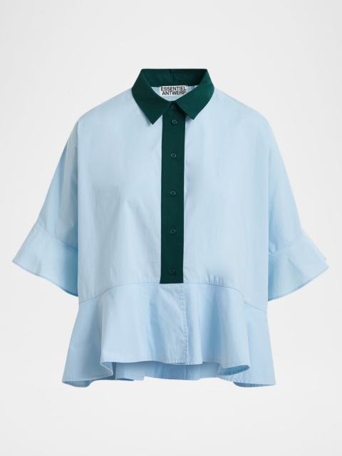 ESSENTIEL ANTWERP Kaylee Peplum Ruffle Shirt