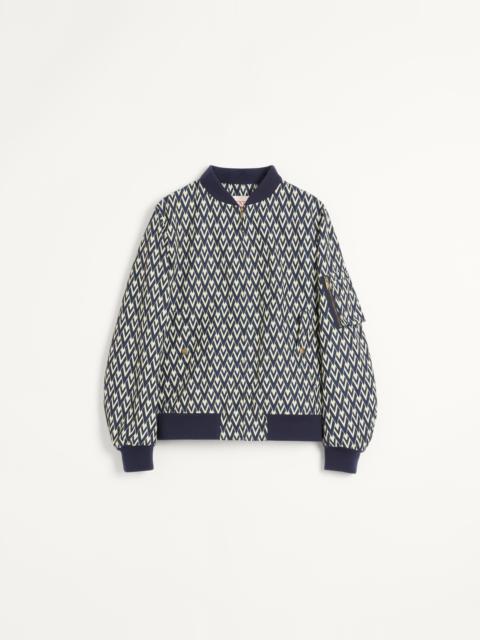 Valentino NYLON BOMBER JACKET WITH TOUTE LA V PRINT