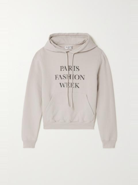BALENCIAGA Cropped printed cotton-jersey hoodie